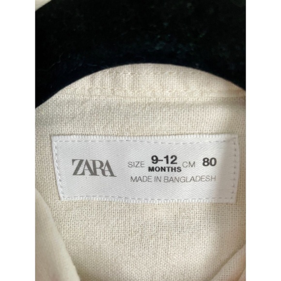 NWOT Zara Linen Button Up Shirt (Size 9-12 Months) - Picture 4 of 4